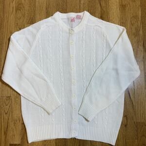 Vintage Life's Little Extras Chunky Cable Women’s White Cardigan Sweater Size M
